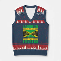 Funny Jamaica Is Calling And I Must Go V-Neck Knit Sweater Vest Jamaican Flag Travel - Wonder Print Shop
