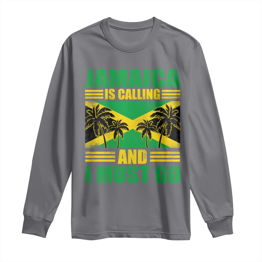 Funny Jamaica Is Calling And I Must Go Long Sleeve Shirt Jamaican Flag Travel - Wonder Print Shop