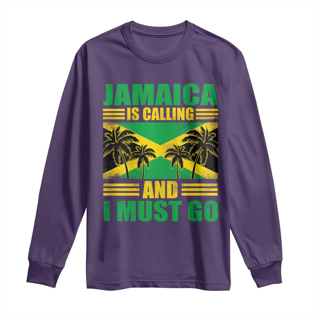 Funny Jamaica Is Calling And I Must Go Long Sleeve Shirt Jamaican Flag Travel - Wonder Print Shop