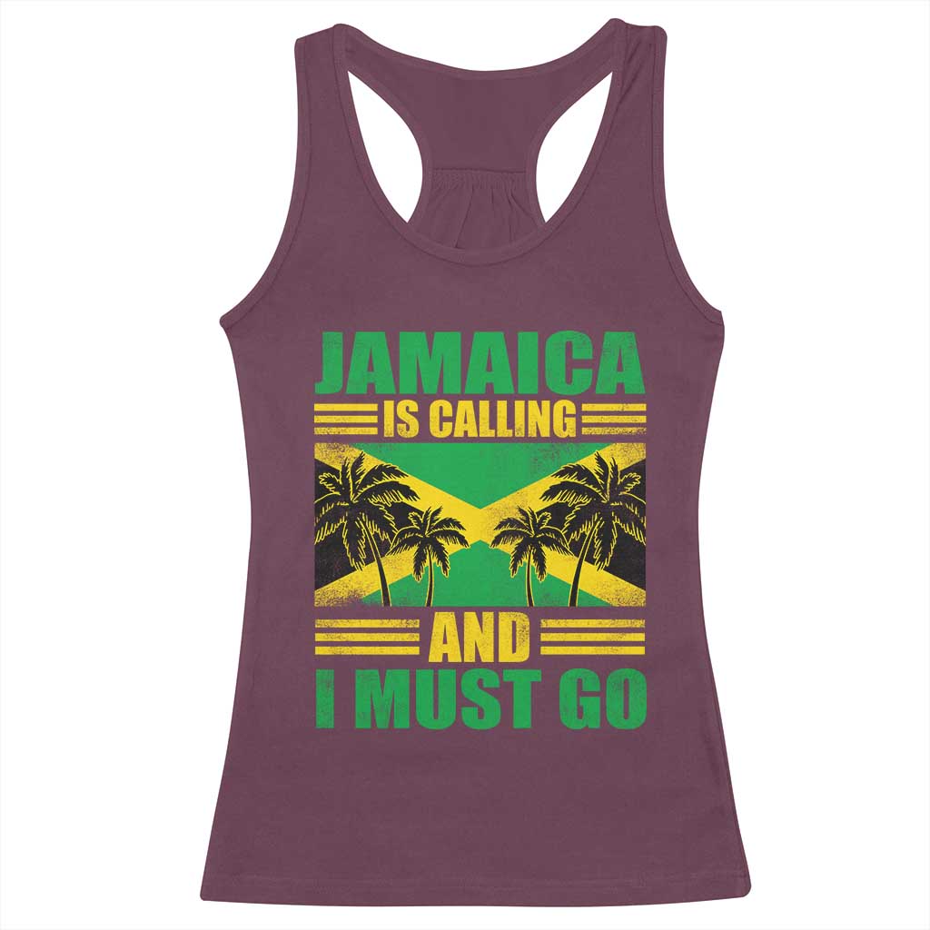 Funny Jamaica Is Calling And I Must Go Racerback Tank Top Jamaican Flag Travel - Wonder Print Shop
