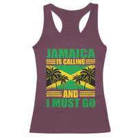 Funny Jamaica Is Calling And I Must Go Racerback Tank Top Jamaican Flag Travel - Wonder Print Shop