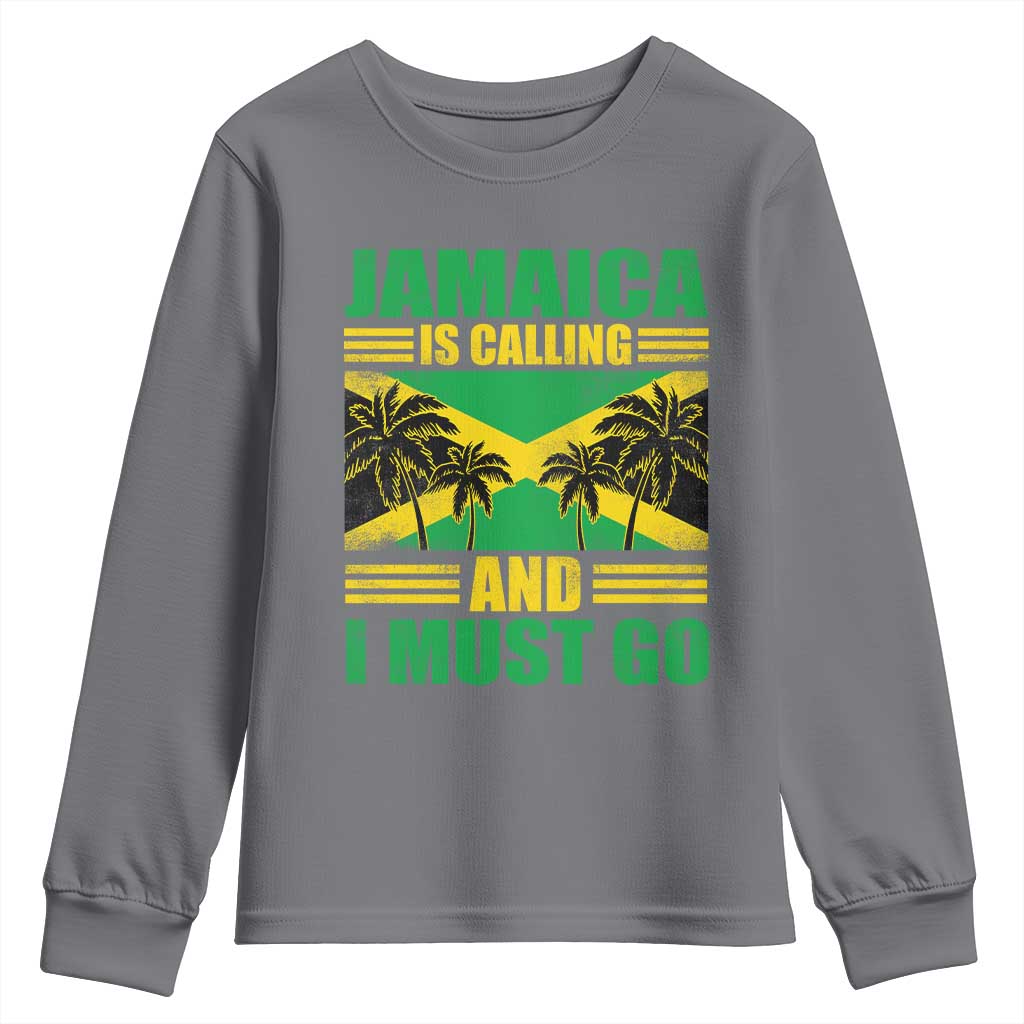 Funny Jamaica Is Calling And I Must Go Youth Sweatshirt Jamaican Flag Travel - Wonder Print Shop
