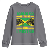Funny Jamaica Is Calling And I Must Go Youth Sweatshirt Jamaican Flag Travel - Wonder Print Shop