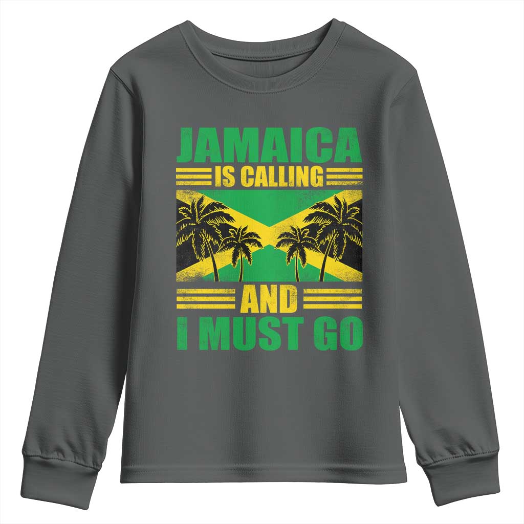 Funny Jamaica Is Calling And I Must Go Youth Sweatshirt Jamaican Flag Travel - Wonder Print Shop