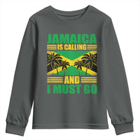 Funny Jamaica Is Calling And I Must Go Youth Sweatshirt Jamaican Flag Travel - Wonder Print Shop
