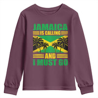 Funny Jamaica Is Calling And I Must Go Youth Sweatshirt Jamaican Flag Travel - Wonder Print Shop