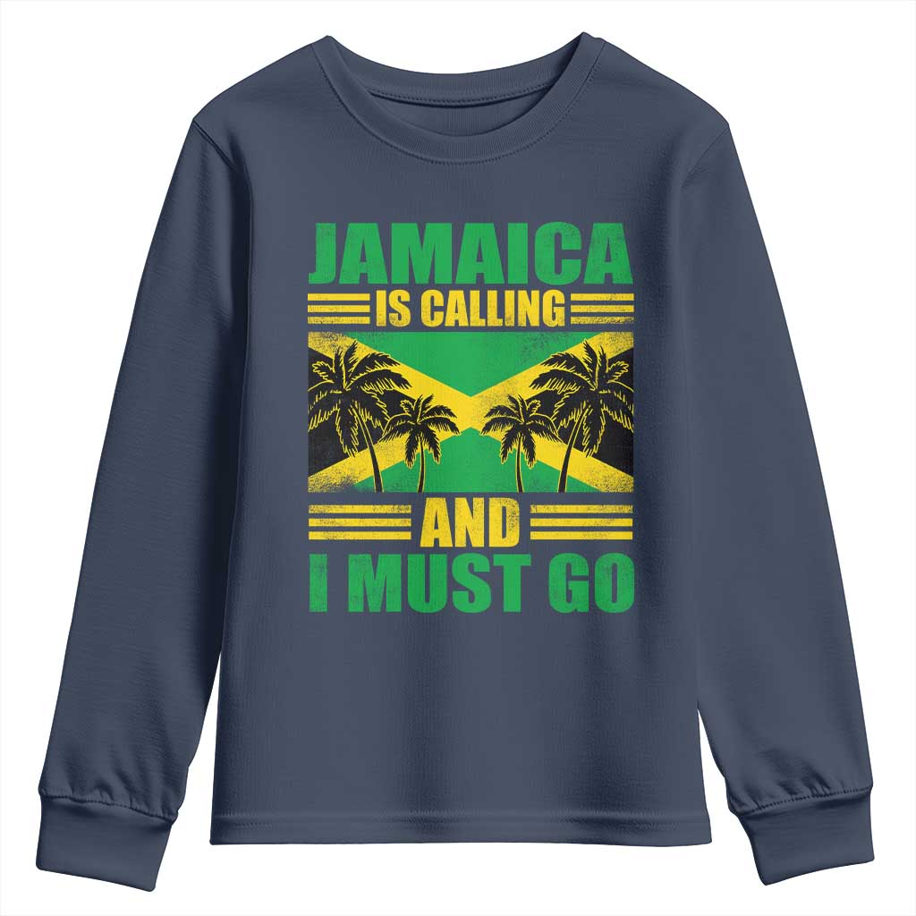 Funny Jamaica Is Calling And I Must Go Youth Sweatshirt Jamaican Flag Travel - Wonder Print Shop