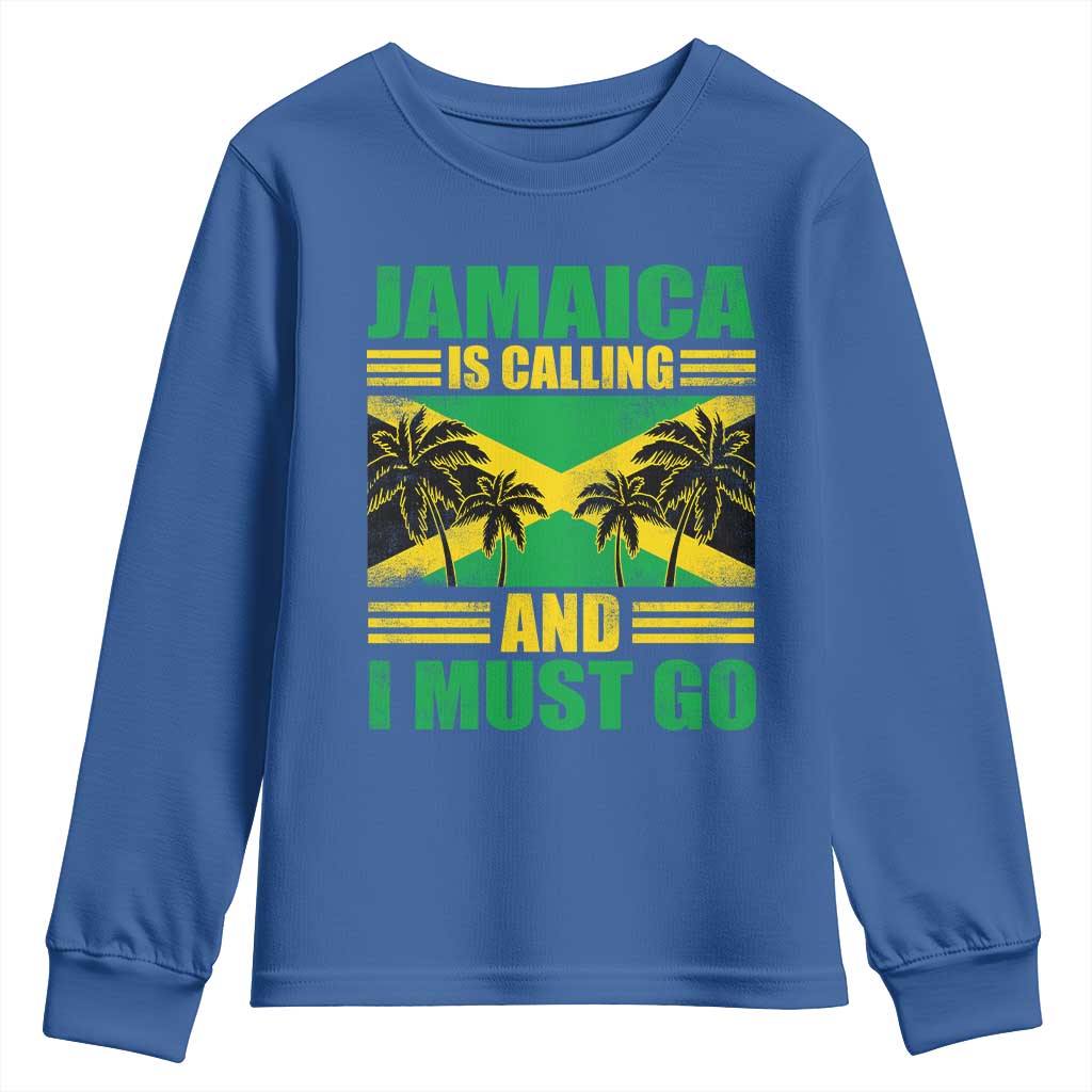 Funny Jamaica Is Calling And I Must Go Youth Sweatshirt Jamaican Flag Travel - Wonder Print Shop