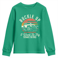 Funny Buckle Up I Want To Try Something Youth Sweatshirt Offroad Car American Flag - Wonder Print Shop