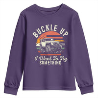 Funny Buckle Up I Want To Try Something Youth Sweatshirt Offroad Car American Flag - Wonder Print Shop