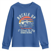 Funny Buckle Up I Want To Try Something Youth Sweatshirt Offroad Car American Flag - Wonder Print Shop