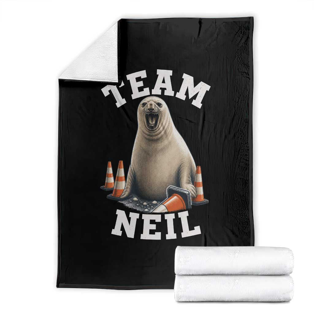 Team Neil The Seal Throw Blanket Funny Tasmania Elephant Seal with Traffic Cone
