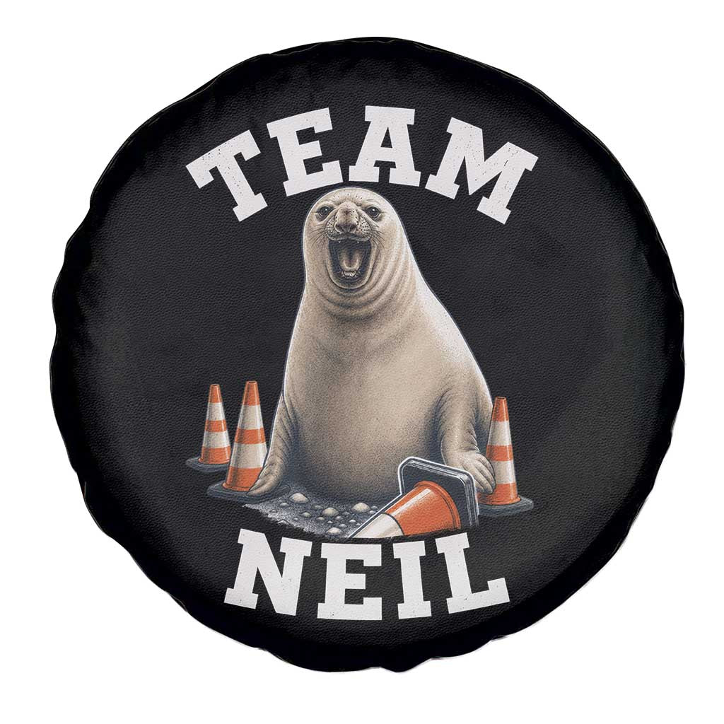 Team Neil The Seal Spare Tire Cover Funny Tasmania Elephant Seal with Traffic Cone