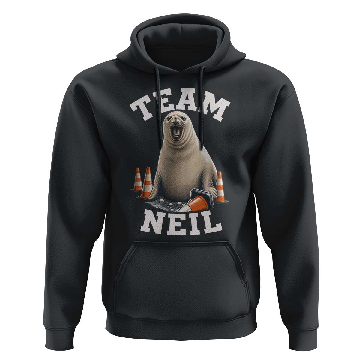 Team Neil The Seal Hoodie Funny Tasmania Elephant Seal with Traffic Cone