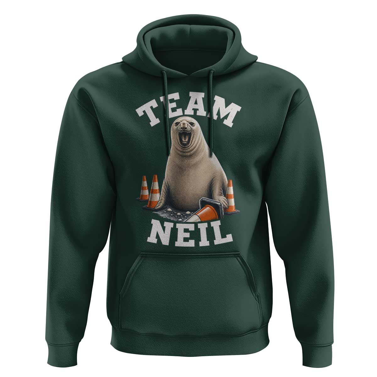 Team Neil The Seal Hoodie Funny Tasmania Elephant Seal with Traffic Cone