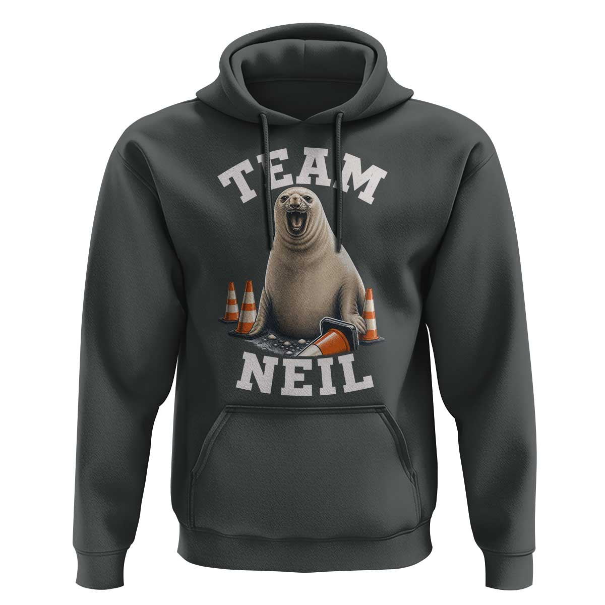 Team Neil The Seal Hoodie Funny Tasmania Elephant Seal with Traffic Cone