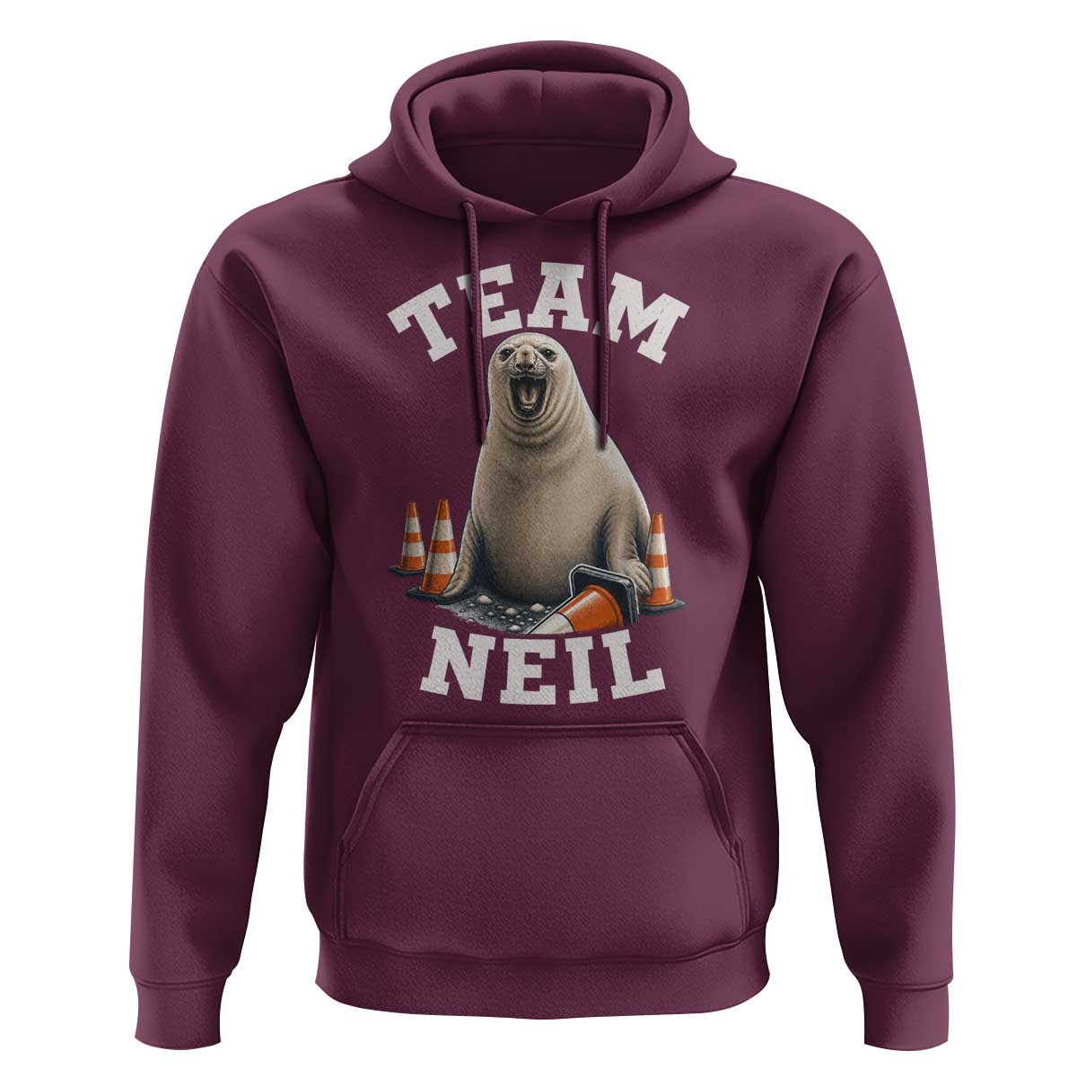 Team Neil The Seal Hoodie Funny Tasmania Elephant Seal with Traffic Cone