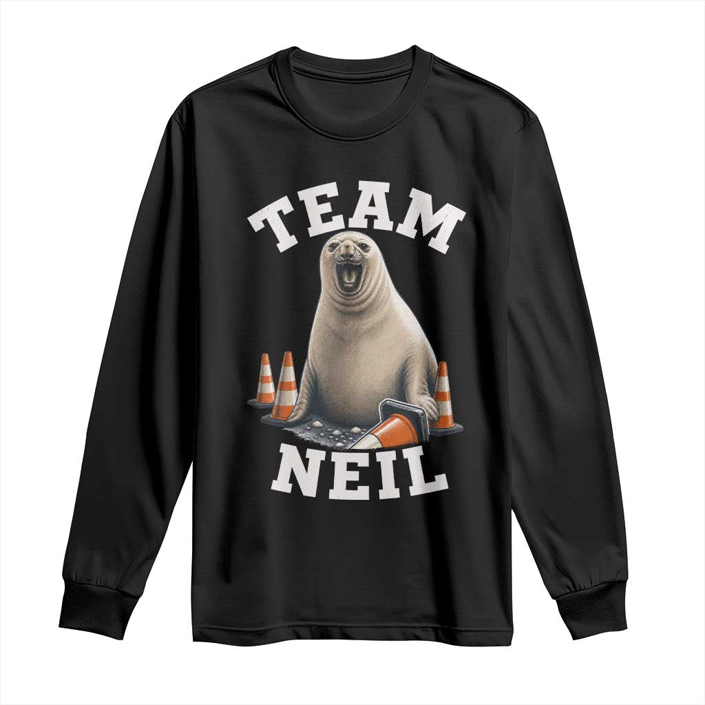 Team Neil The Seal Long Sleeve Shirt Funny Tasmania Elephant Seal with Traffic Cone