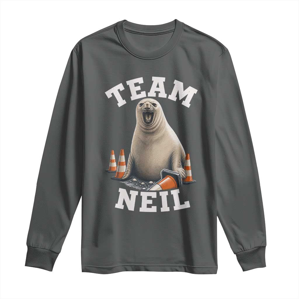 Team Neil The Seal Long Sleeve Shirt Funny Tasmania Elephant Seal with Traffic Cone