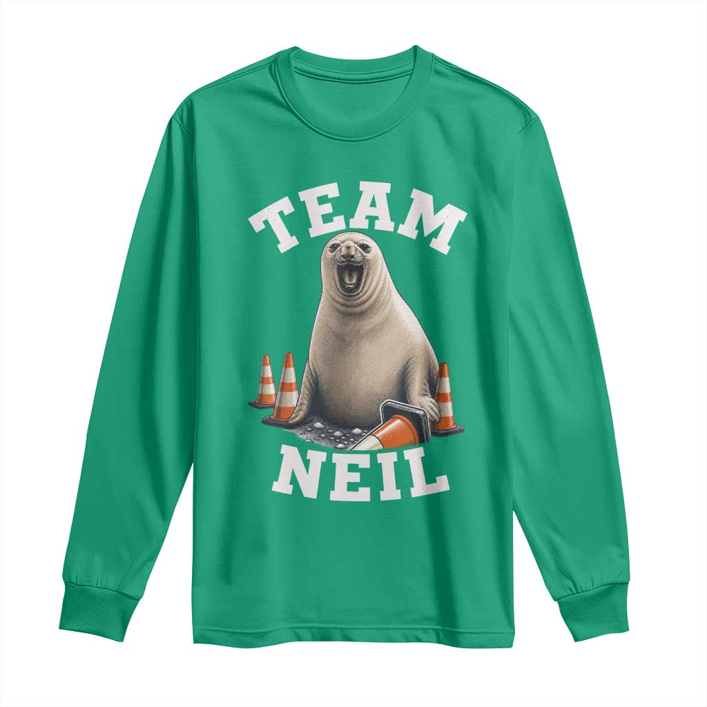 Team Neil The Seal Long Sleeve Shirt Funny Tasmania Elephant Seal with Traffic Cone