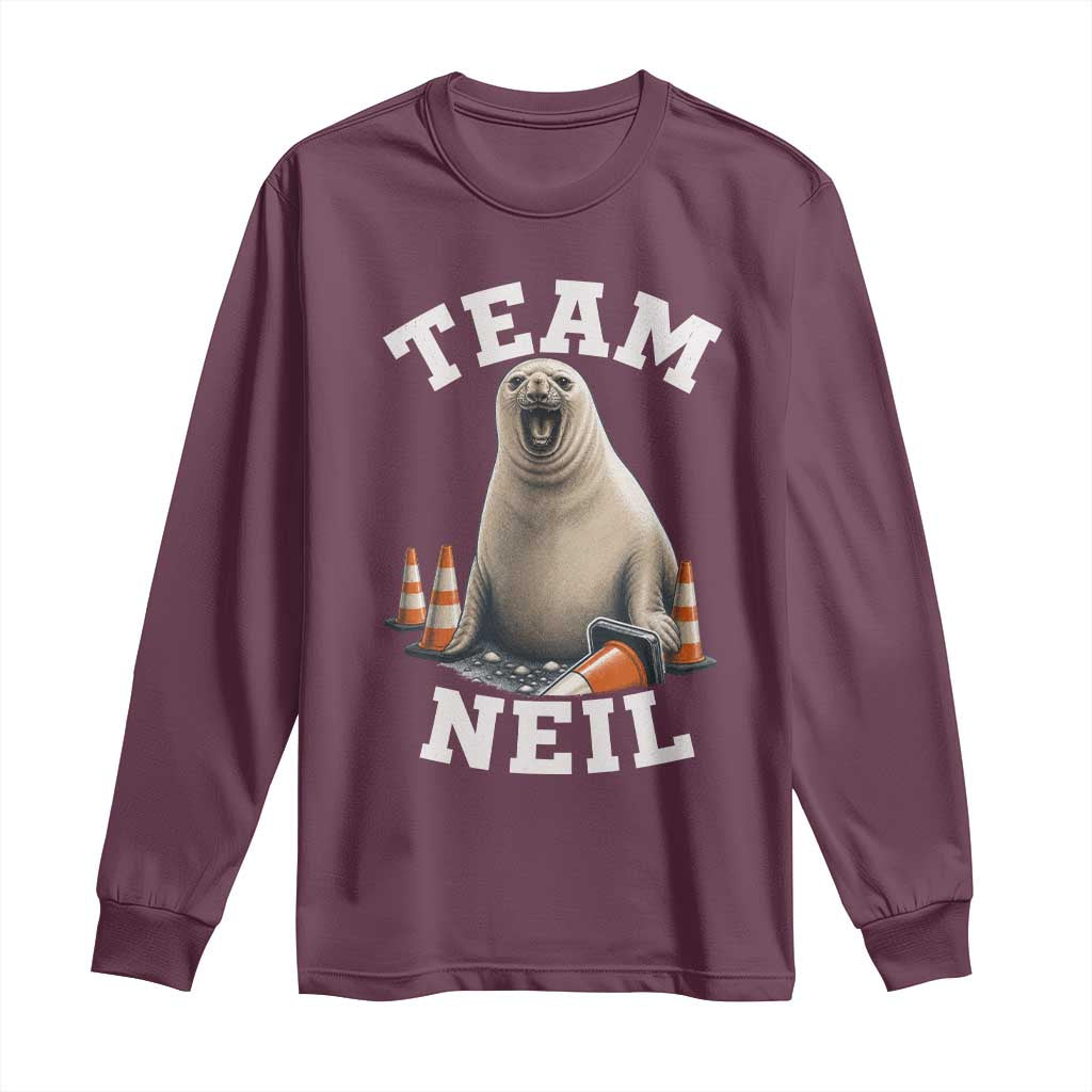Team Neil The Seal Long Sleeve Shirt Funny Tasmania Elephant Seal with Traffic Cone