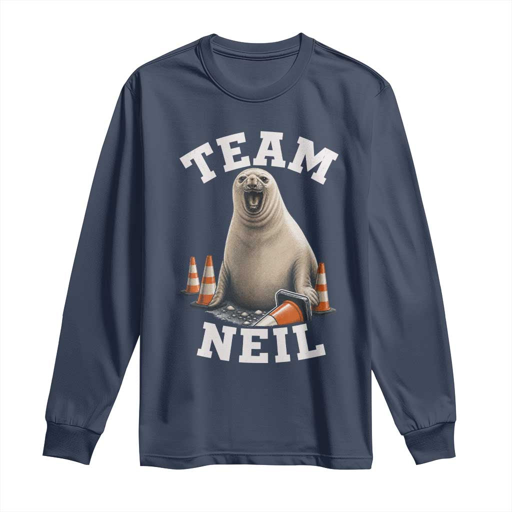 Team Neil The Seal Long Sleeve Shirt Funny Tasmania Elephant Seal with Traffic Cone