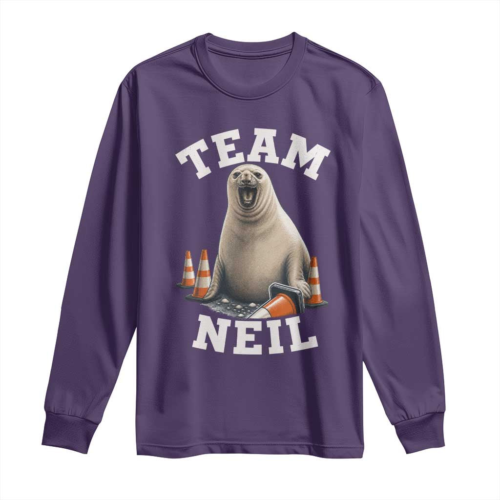Team Neil The Seal Long Sleeve Shirt Funny Tasmania Elephant Seal with Traffic Cone