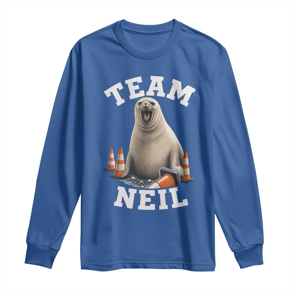 Team Neil The Seal Long Sleeve Shirt Funny Tasmania Elephant Seal with Traffic Cone