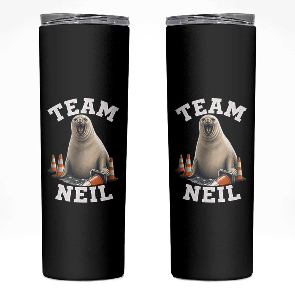 Team Neil The Seal Skinny Tumbler Funny Tasmania Elephant Seal with Traffic Cone