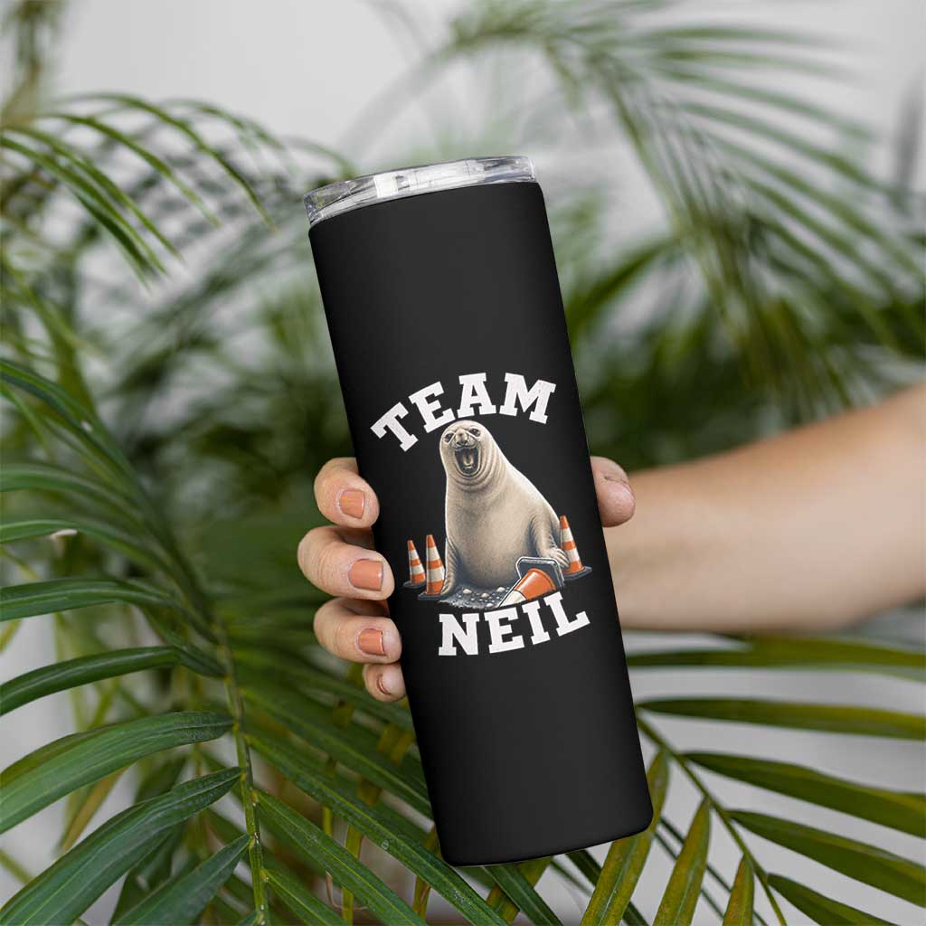 Team Neil The Seal Skinny Tumbler Funny Tasmania Elephant Seal with Traffic Cone