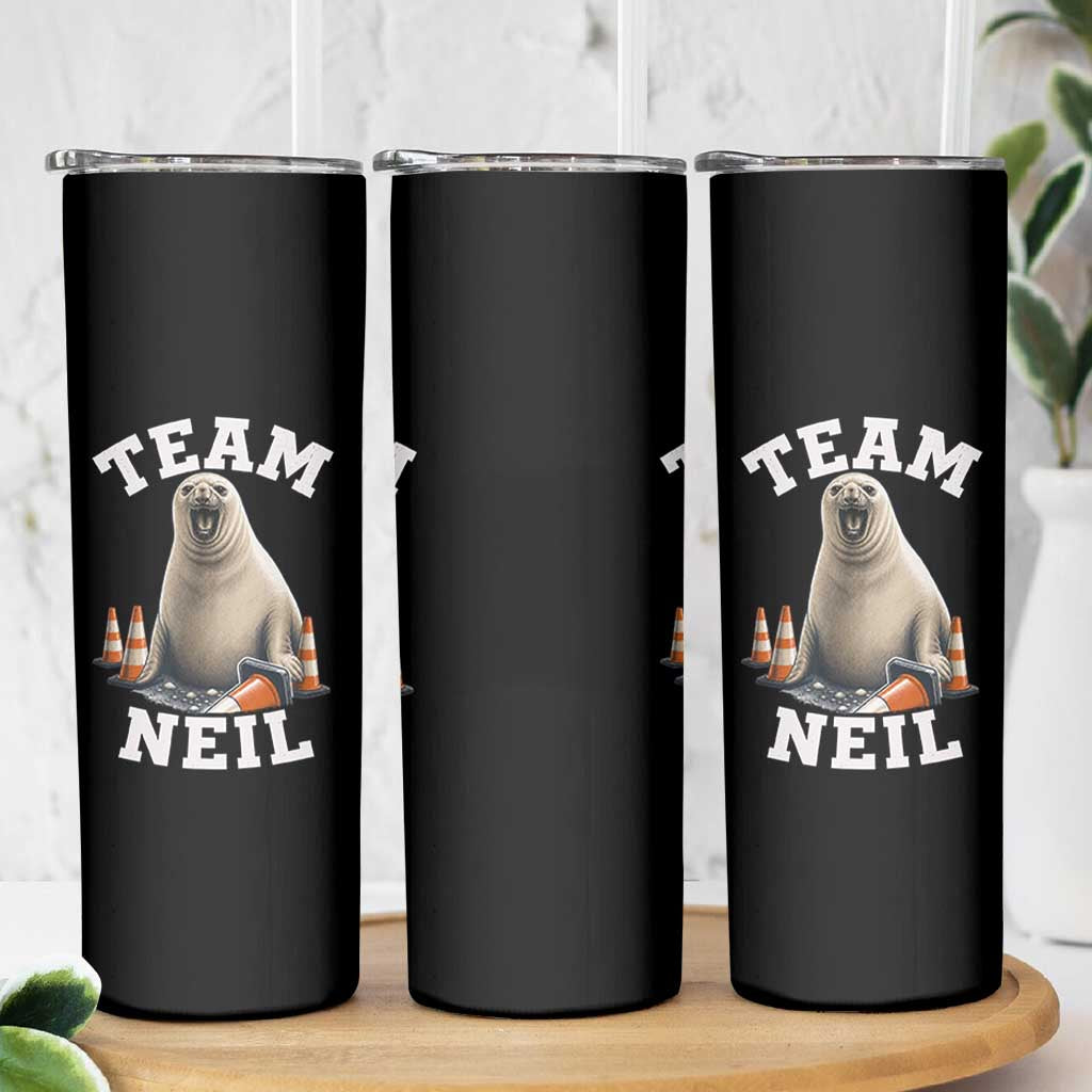 Team Neil The Seal Skinny Tumbler Funny Tasmania Elephant Seal with Traffic Cone