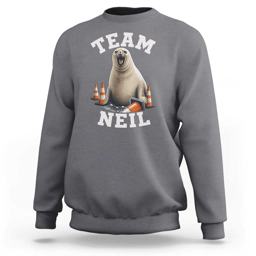 Team Neil The Seal Sweatshirt Funny Tasmania Elephant Seal with Traffic Cone