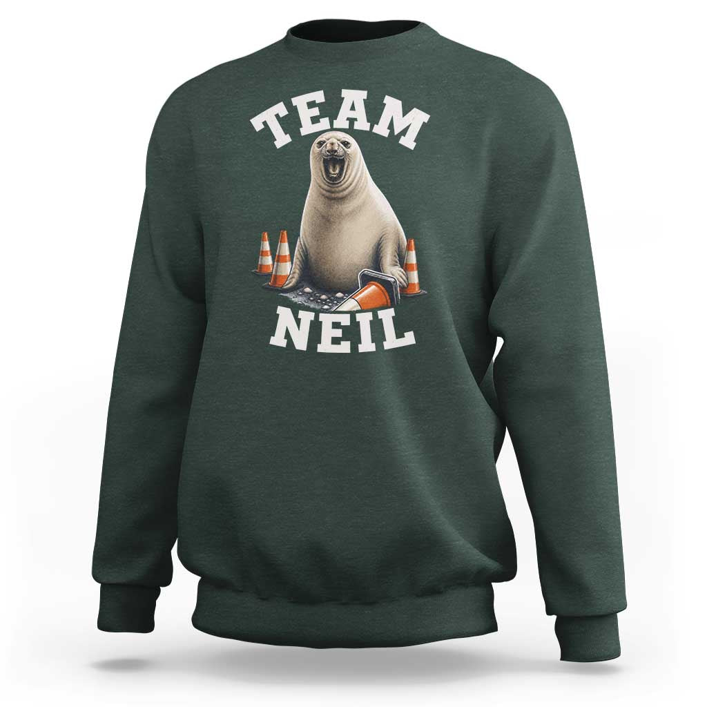 Team Neil The Seal Sweatshirt Funny Tasmania Elephant Seal with Traffic Cone