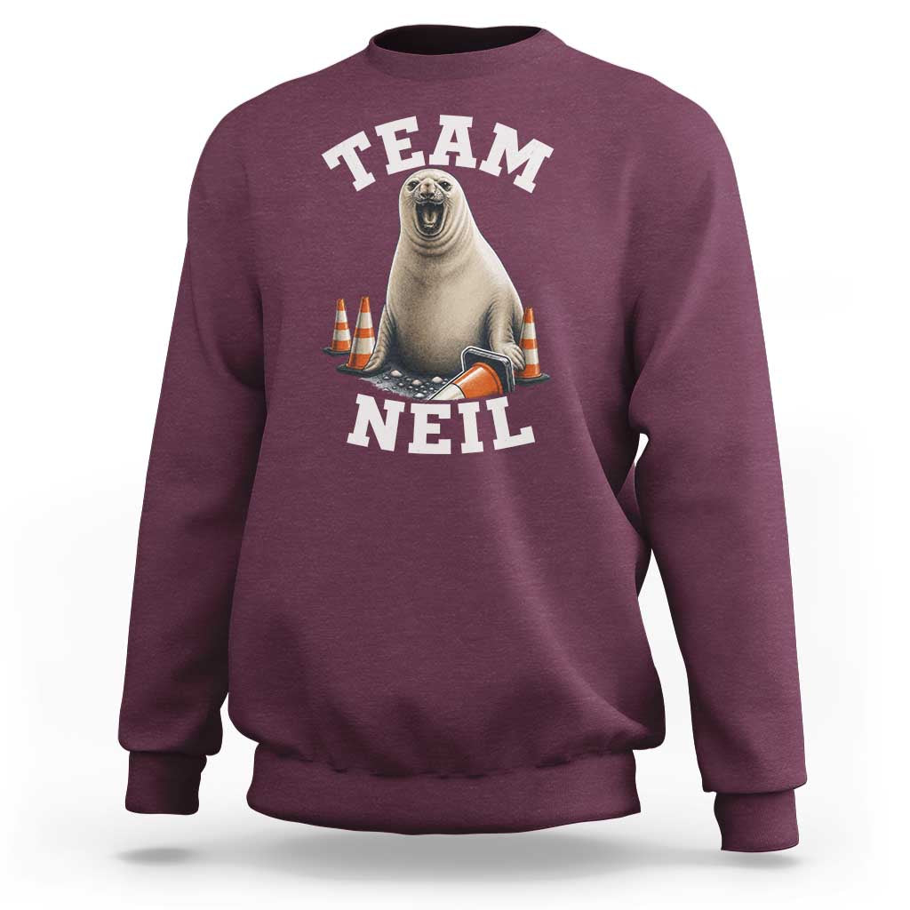 Team Neil The Seal Sweatshirt Funny Tasmania Elephant Seal with Traffic Cone