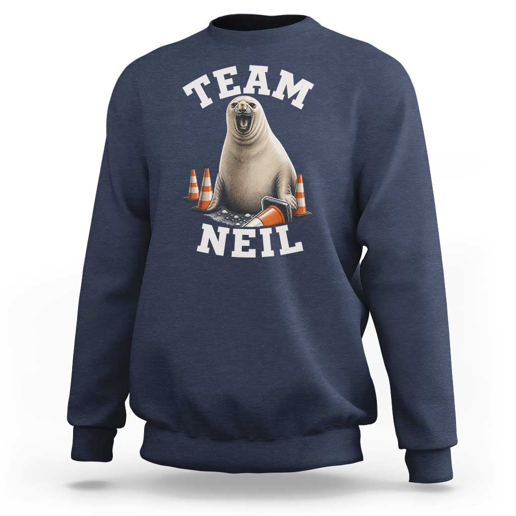 Team Neil The Seal Sweatshirt Funny Tasmania Elephant Seal with Traffic Cone