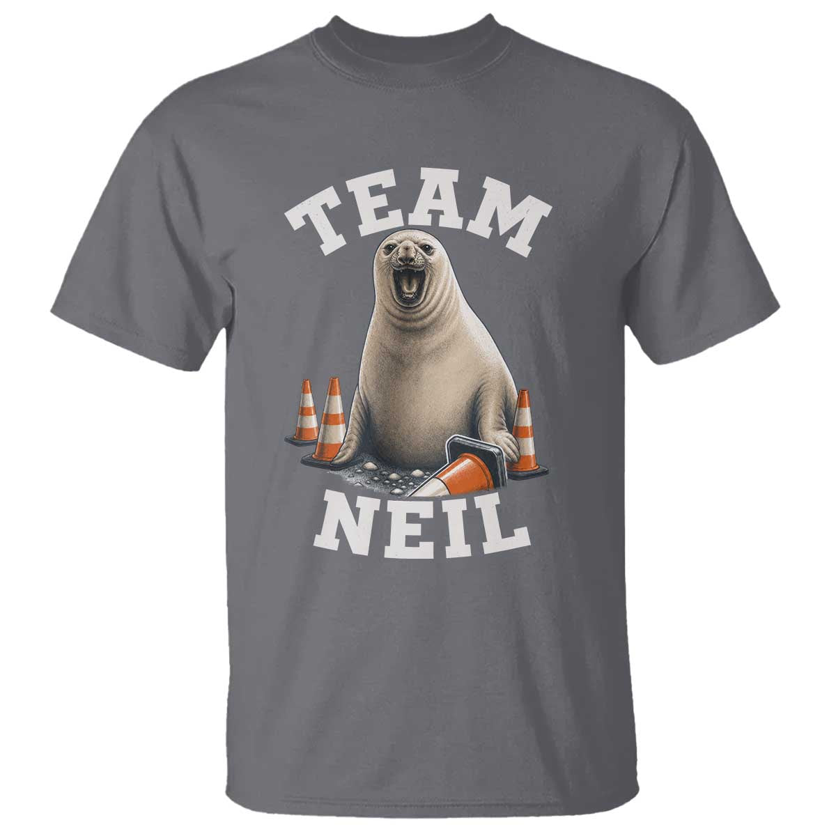 Team Neil The Seal T Shirt Funny Tasmania Elephant Seal with Traffic Cone