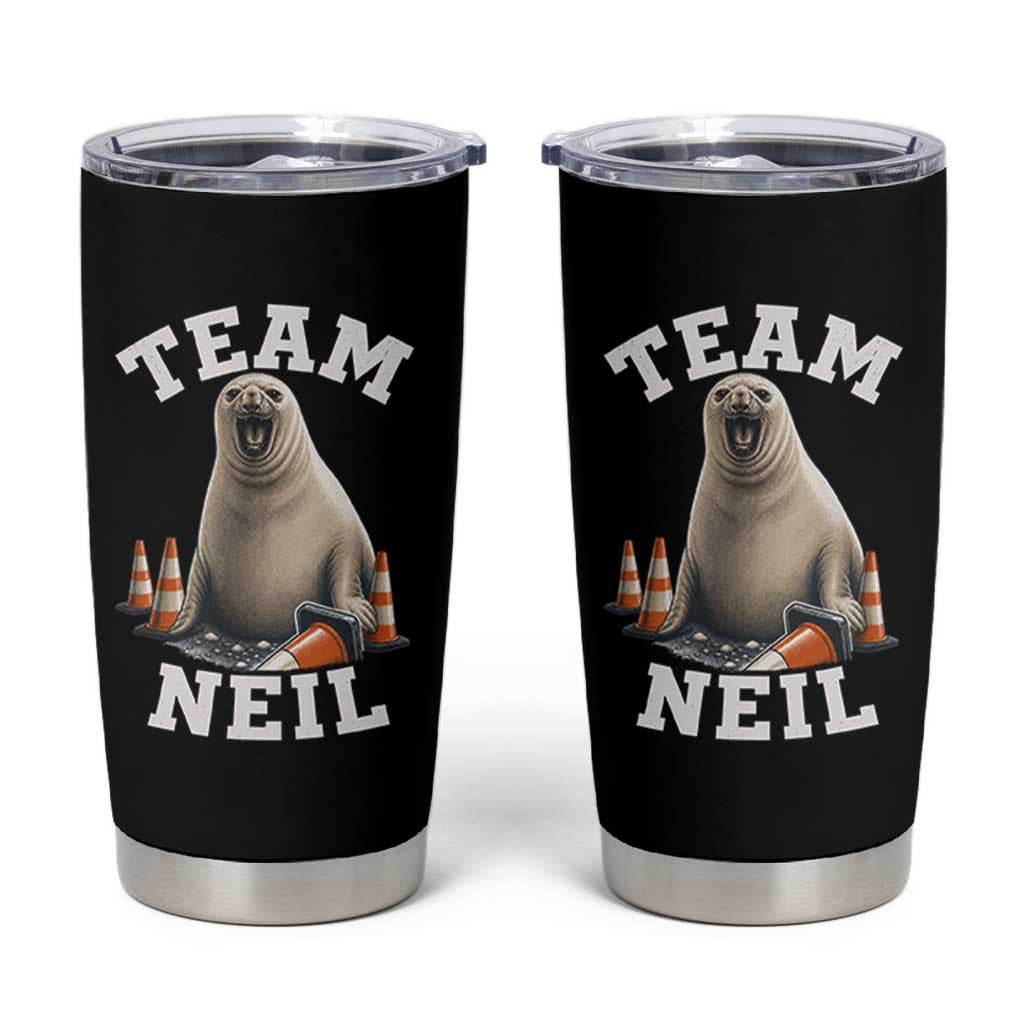 Team Neil The Seal Tumbler Cup Funny Tasmania Elephant Seal with Traffic Cone