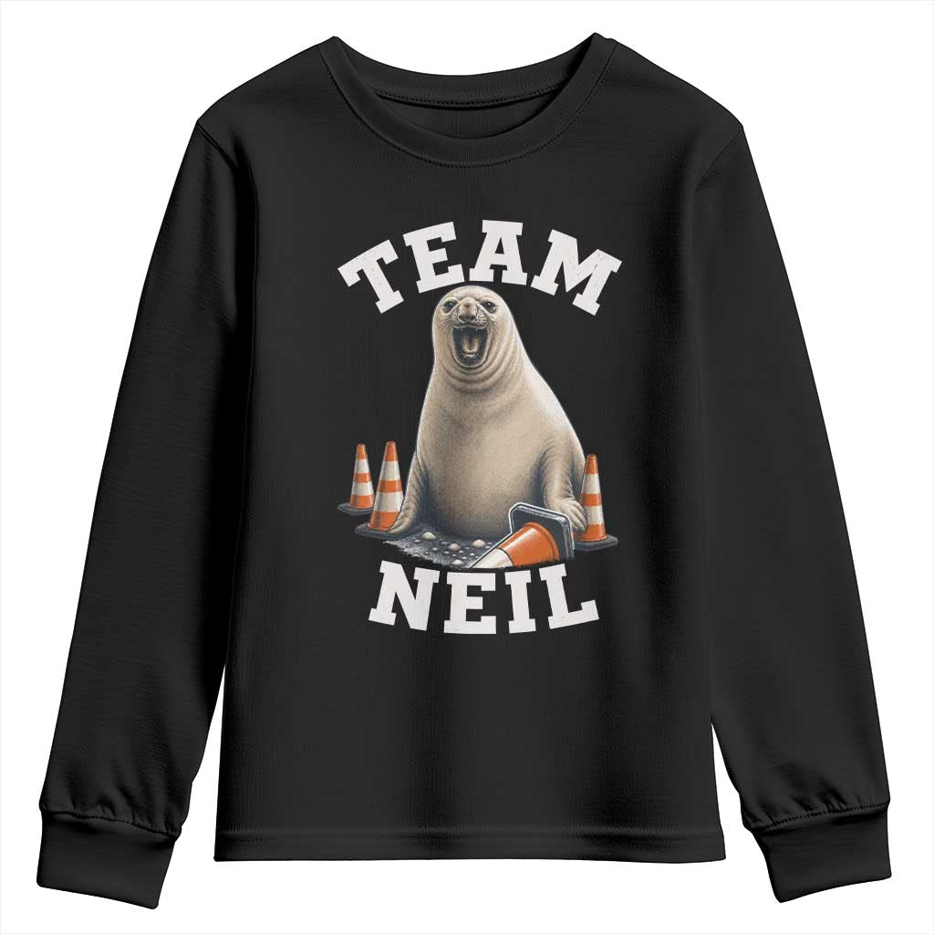 Team Neil The Seal Youth Sweatshirt Funny Tasmania Elephant Seal with Traffic Cone