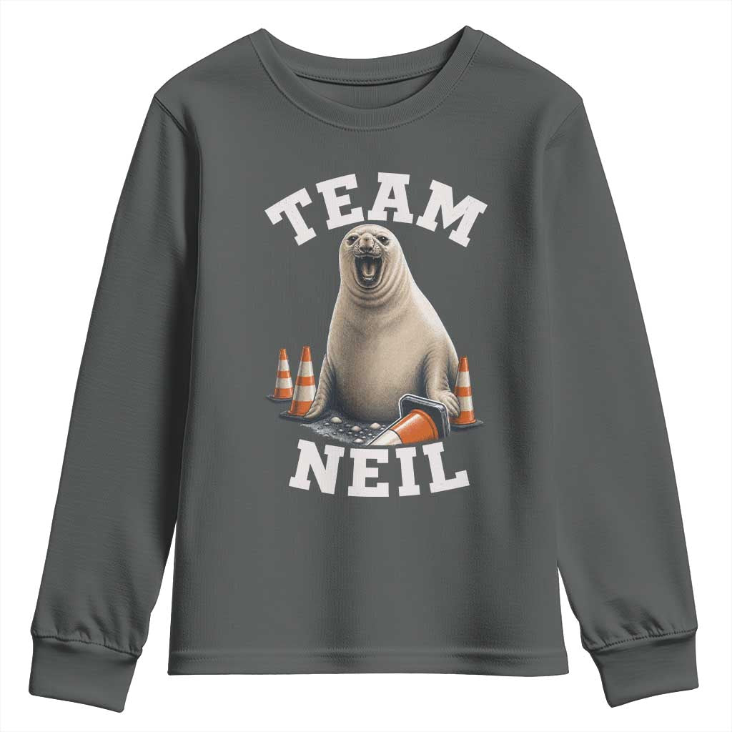 Team Neil The Seal Youth Sweatshirt Funny Tasmania Elephant Seal with Traffic Cone