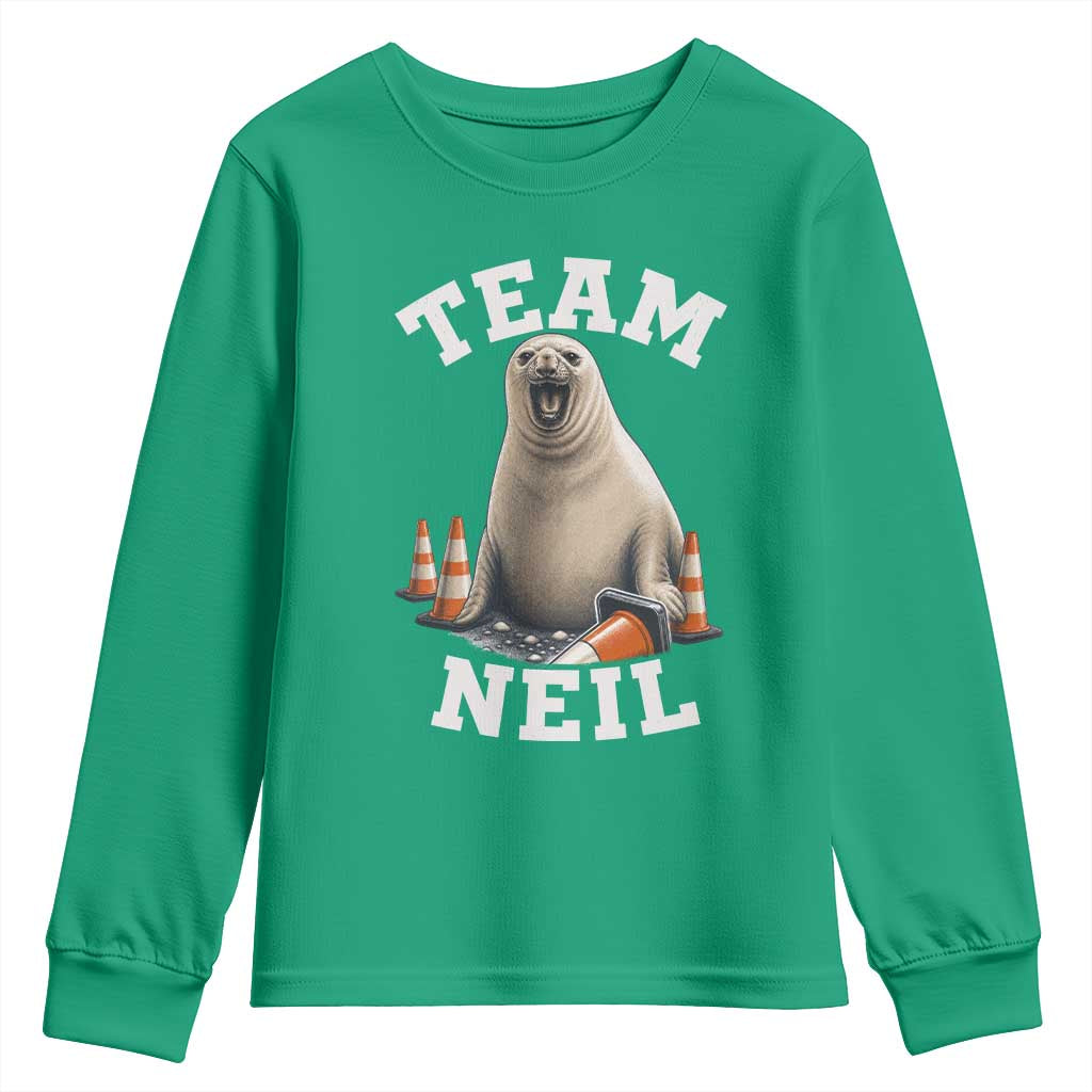 Team Neil The Seal Youth Sweatshirt Funny Tasmania Elephant Seal with Traffic Cone