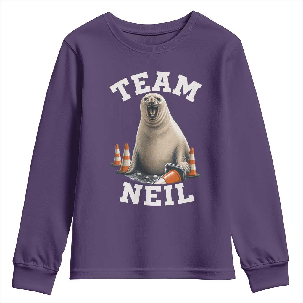 Team Neil The Seal Youth Sweatshirt Funny Tasmania Elephant Seal with Traffic Cone