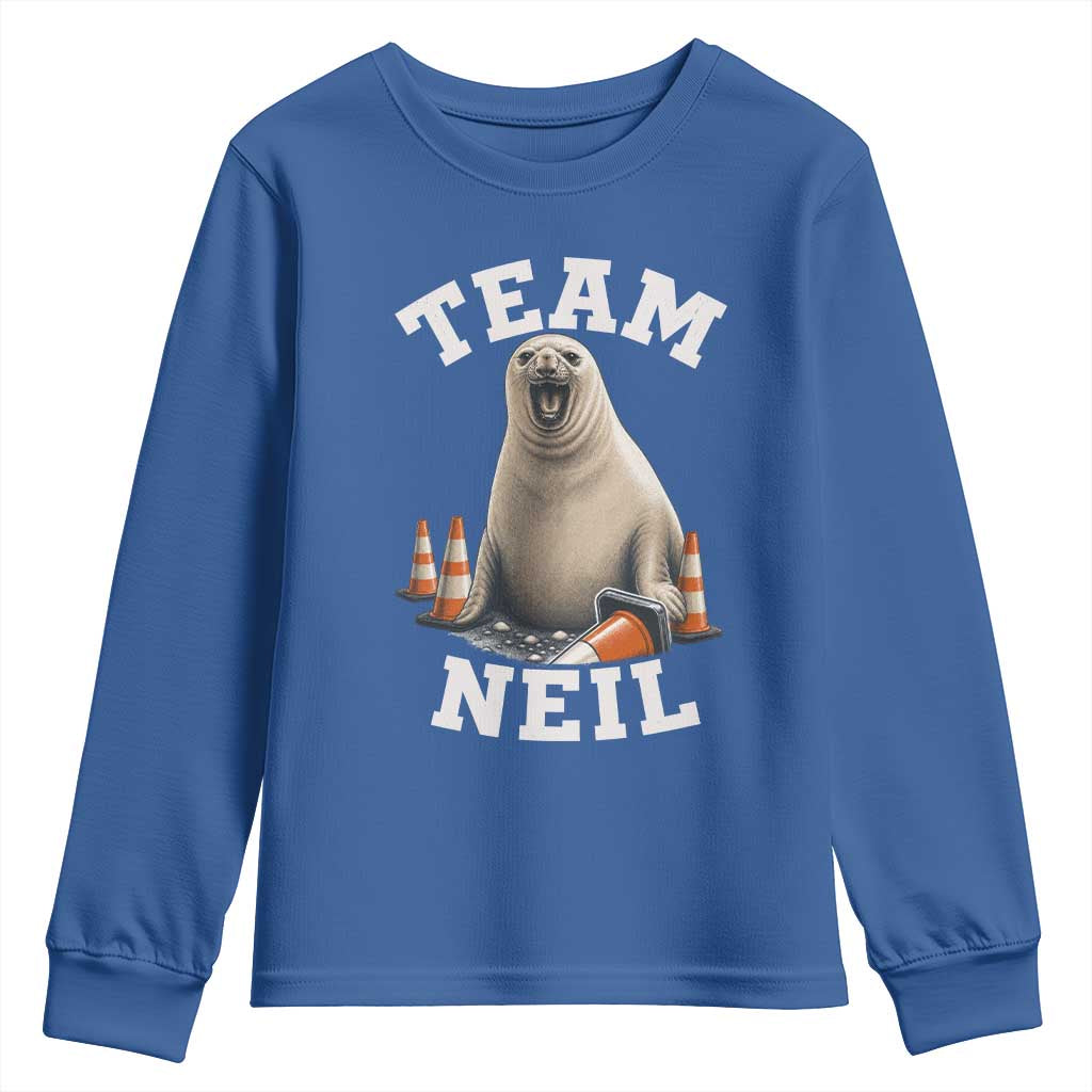 Team Neil The Seal Youth Sweatshirt Funny Tasmania Elephant Seal with Traffic Cone