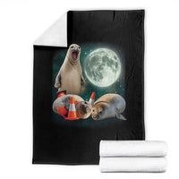 Funny Neil The Seal Howling at Moon 90s Retro Throw Blanket