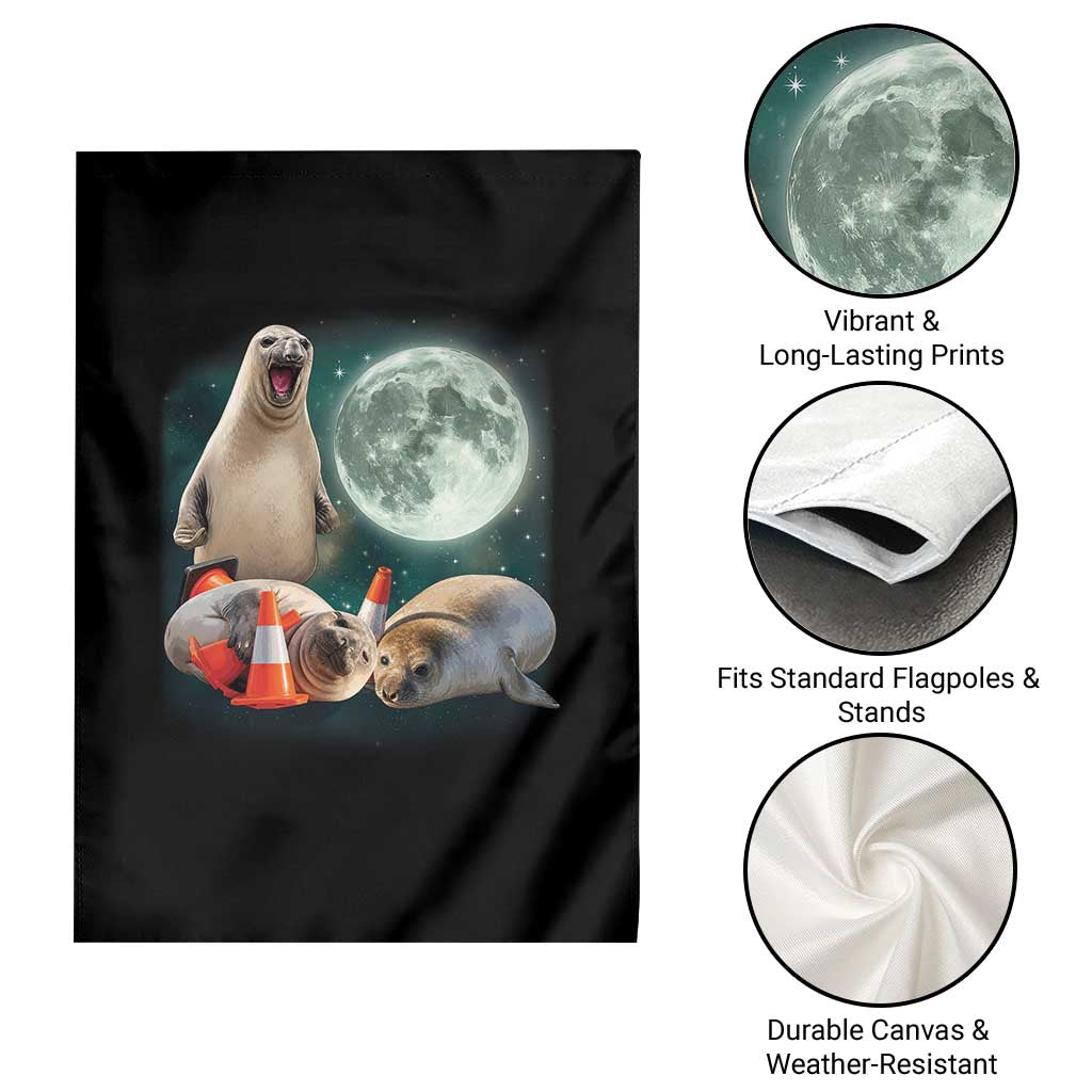 Funny Neil The Seal Howling at Moon 90s Retro Garden Flag
