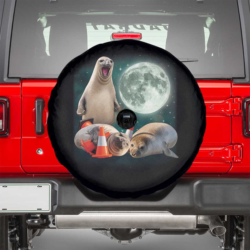 Funny Neil The Seal Howling at Moon 90s Retro Spare Tire Cover
