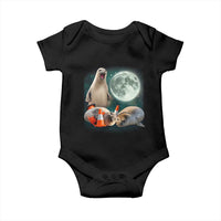 Funny Neil The Seal Howling at Moon 90s Retro Baby Onesie