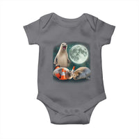 Funny Neil The Seal Howling at Moon 90s Retro Baby Onesie