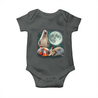 Funny Neil The Seal Howling at Moon 90s Retro Baby Onesie