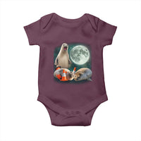 Funny Neil The Seal Howling at Moon 90s Retro Baby Onesie
