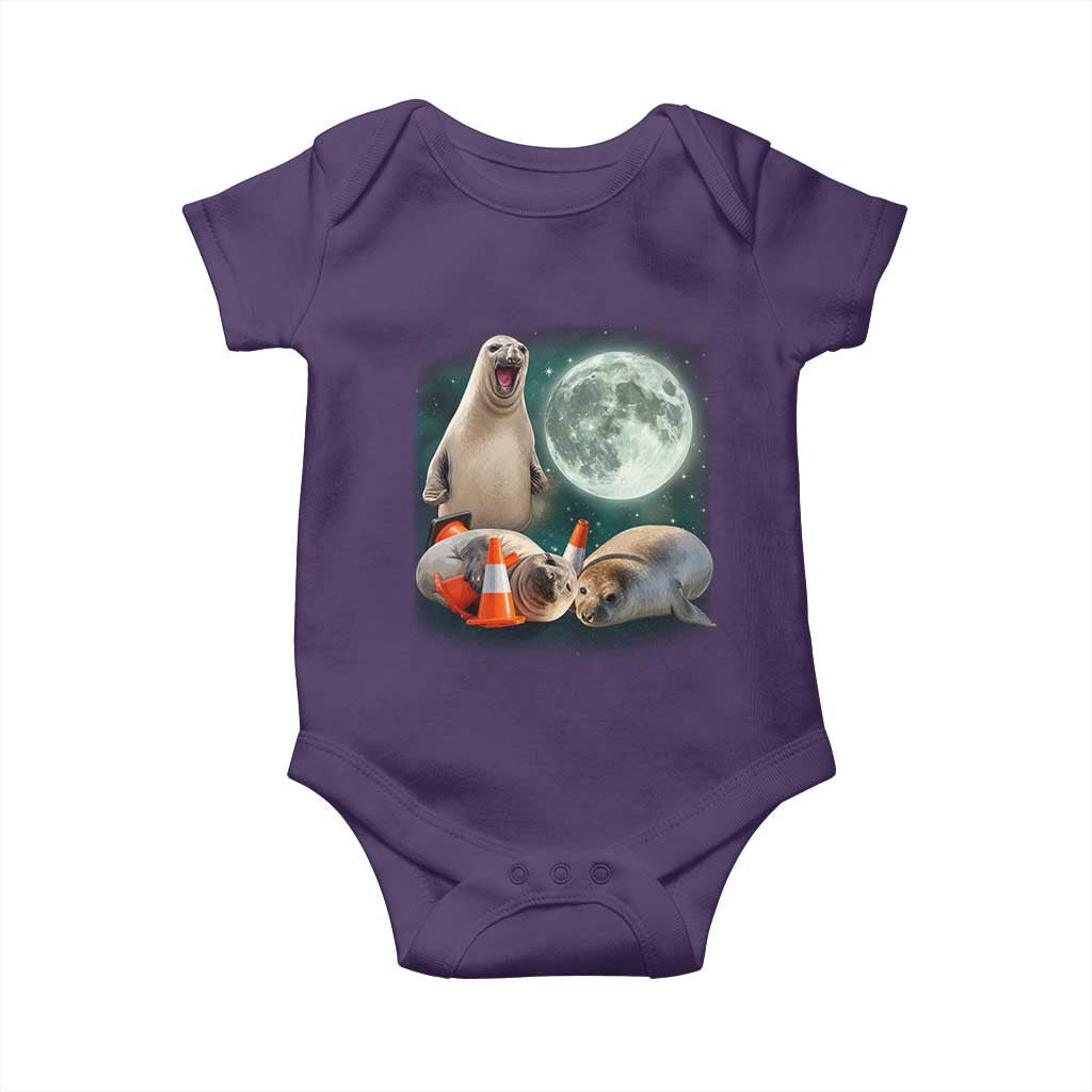 Funny Neil The Seal Howling at Moon 90s Retro Baby Onesie
